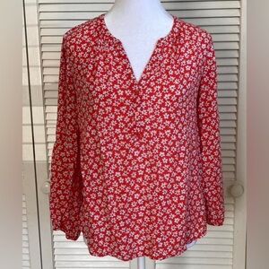 Old Navy Tossed Daisy Print Orange Top Size Large